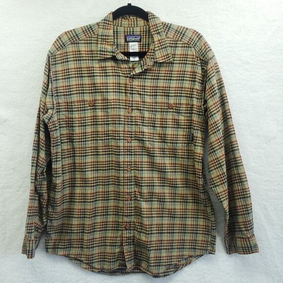 Patagonia Mens Pima Organic Cotton Flannel Button Down Shirt Medium - Picture 1 of 10